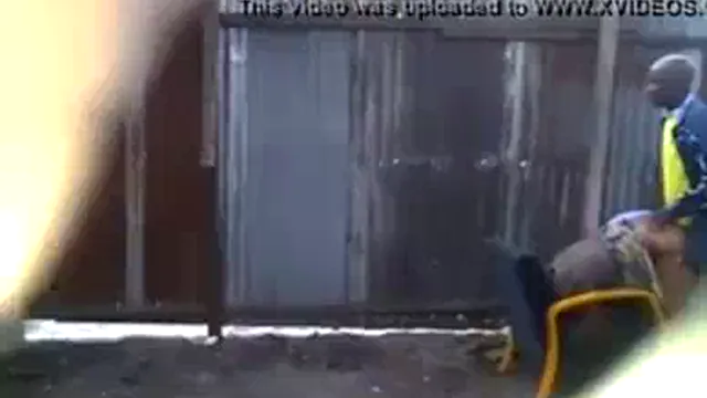 African Man Fucks Neighbor in Backyard - Public Sex Caught on Hidden Cam