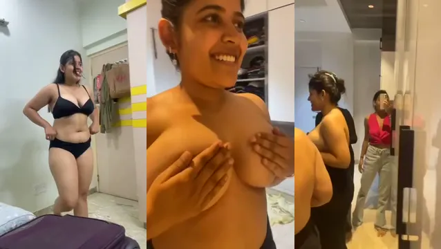 Watch Desi Lesbo Girls Show Boobs - Naughty Delhi Babe Bathroom Tease full viral video leaked
