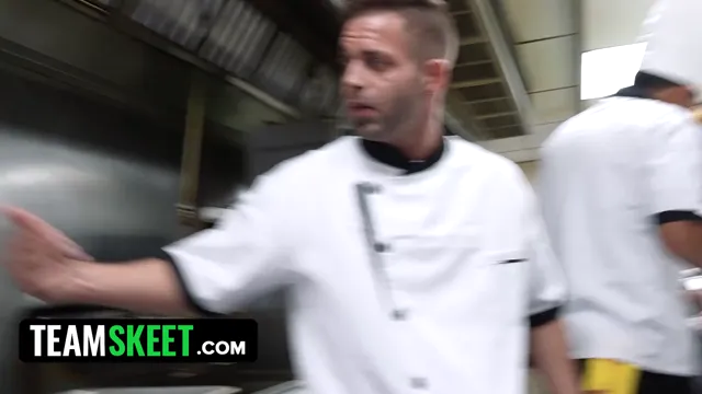 Restaurant Waitress Fucks Kitchen Staff POV - Busty Girl Takes On The Whole Team