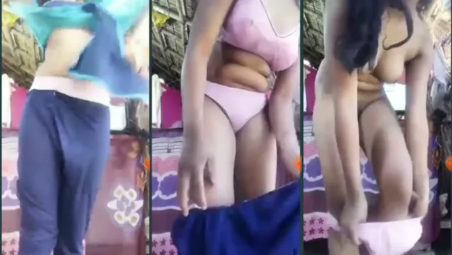 Desi Village Girl Nude in Hut - Pink Panties Pussy Exposed