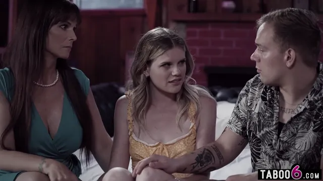 Stepmom Joins Stepson & GF in Taboo Threesome - Family Tradition Movie Night